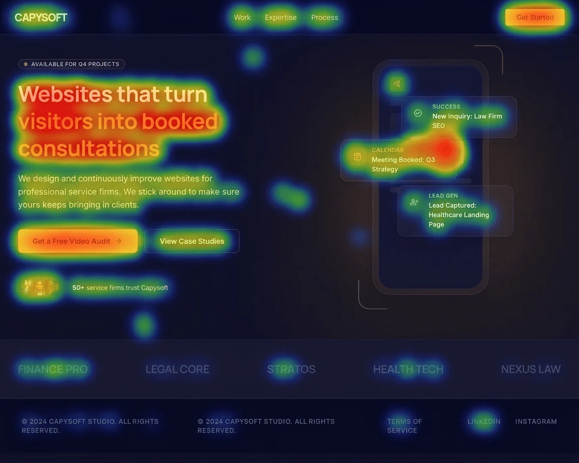 Visitor heatmap showing where users click and scroll on a website